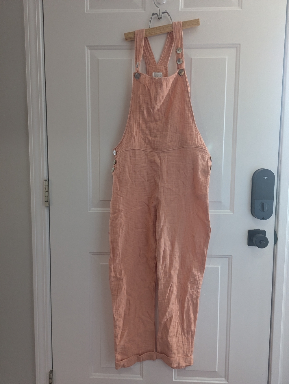 Lezat Peach Cotton Gauze Overalls